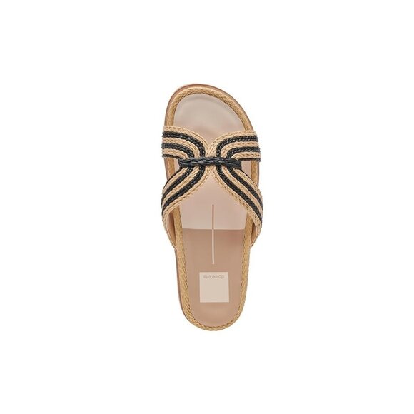 Dolce Vita Selda Women's Raffia Slide Sandals Natural Black 6 M - Picture 2 of 7